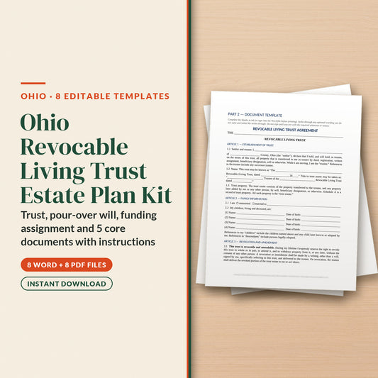 Ohio Revocable Living Trust Estate Plan Kit, cover page