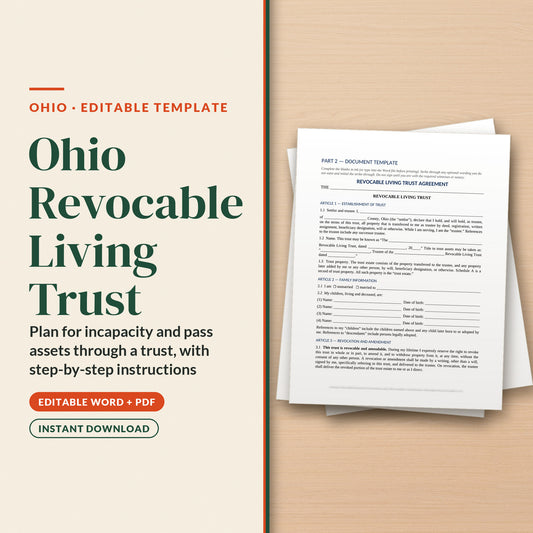 Ohio Revocable Living Trust Template, cover page