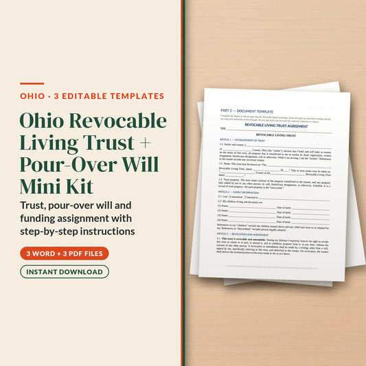 Ohio Revocable Living Trust + Pour-Over Will Mini Kit, cover page
