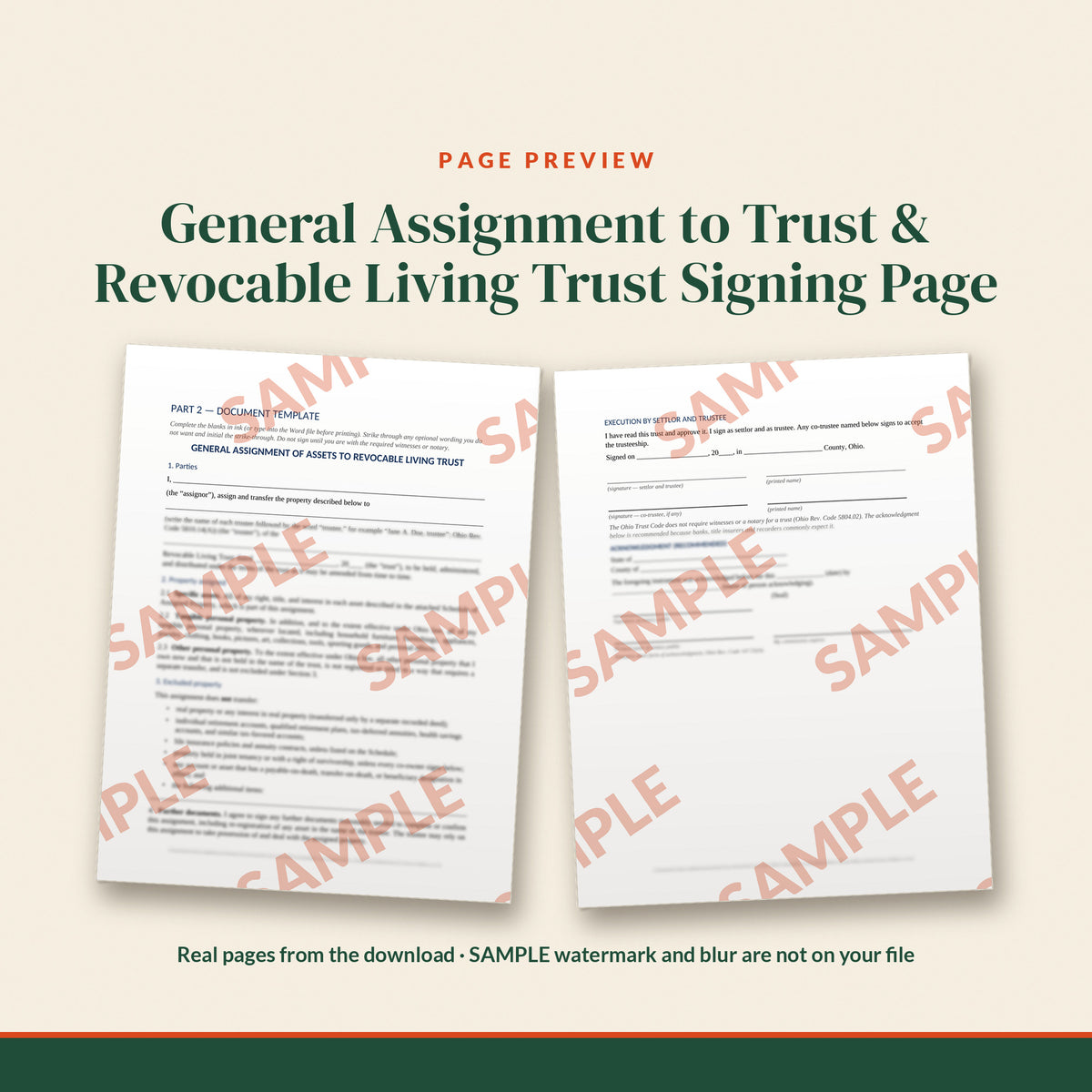 Ohio Revocable Living Trust + Pour-Over Will Mini Kit, document preview, page 2