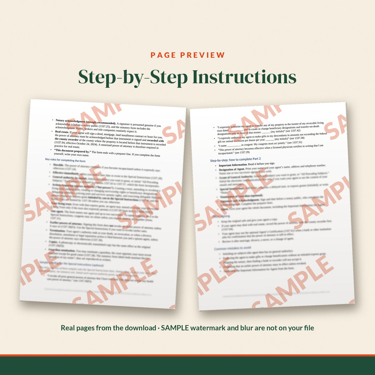 Ohio Statutory Form Power of Attorney Template, document preview, page 1