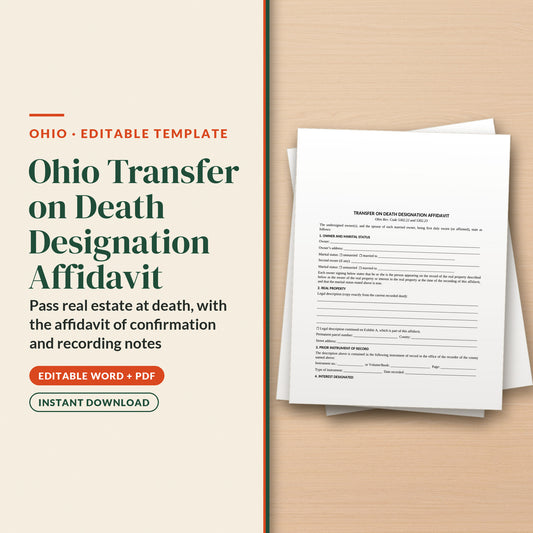 Ohio Transfer on Death Designation Affidavit Template, cover page