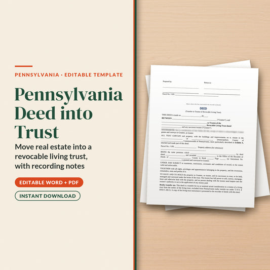 Pennsylvania Deed into Trust Template, cover page