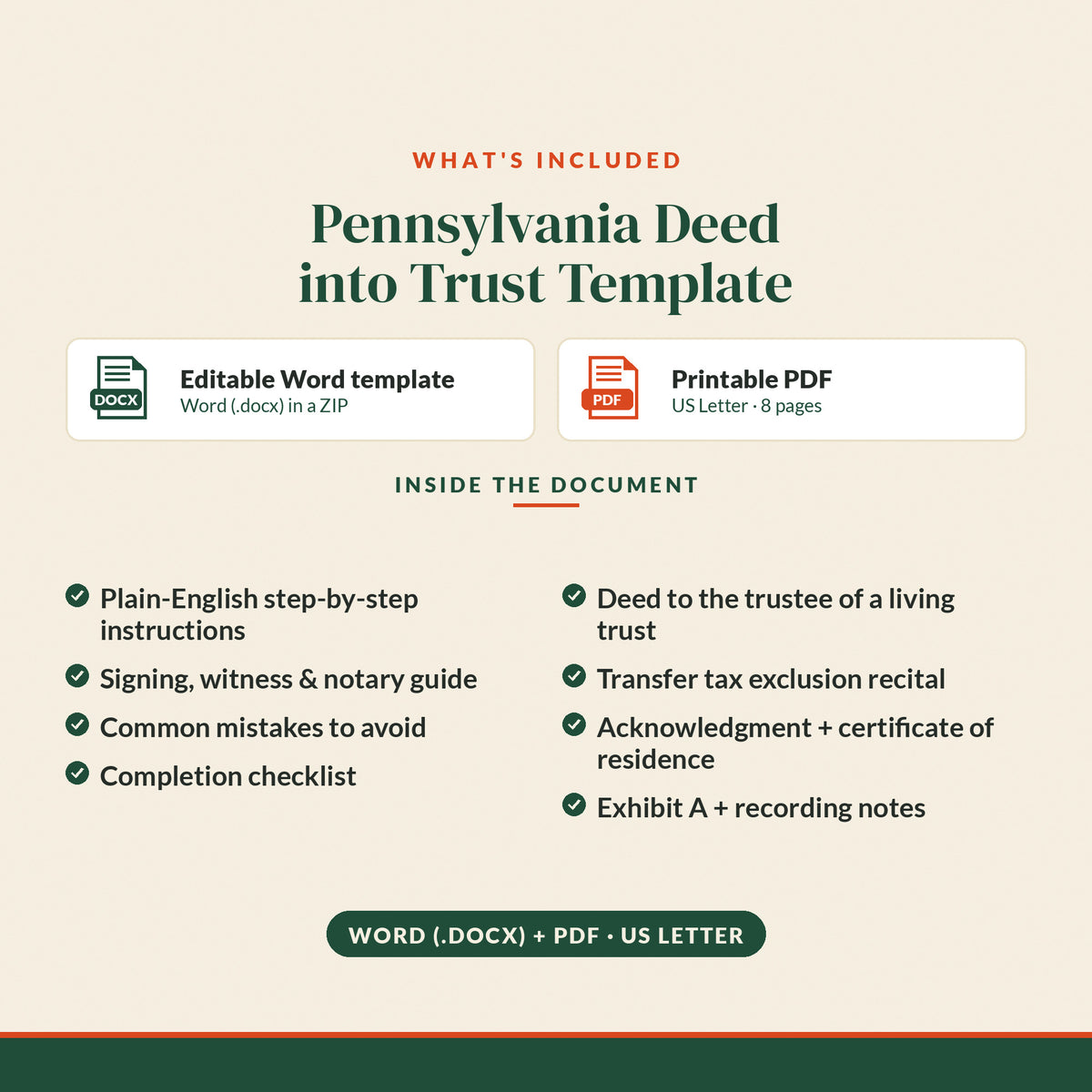 Pennsylvania Deed into Trust Template, what's included