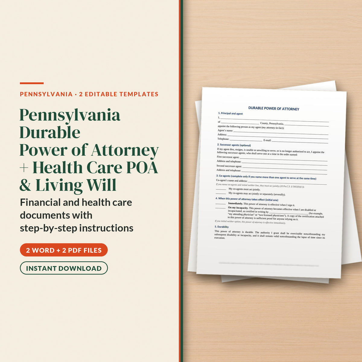 Pennsylvania Durable Power of Attorney + Health Care Power of Attorney and Living Will Kit, cover page