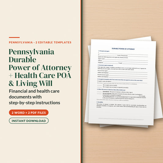 Pennsylvania Durable Power of Attorney + Health Care Power of Attorney and Living Will Kit, cover page