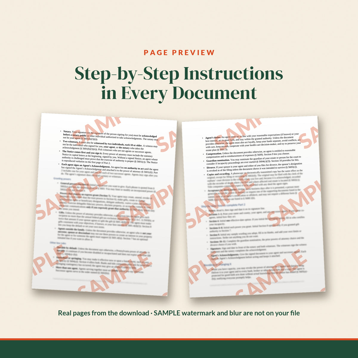 Pennsylvania Durable Power of Attorney + Health Care Power of Attorney and Living Will Kit, document preview, page 2