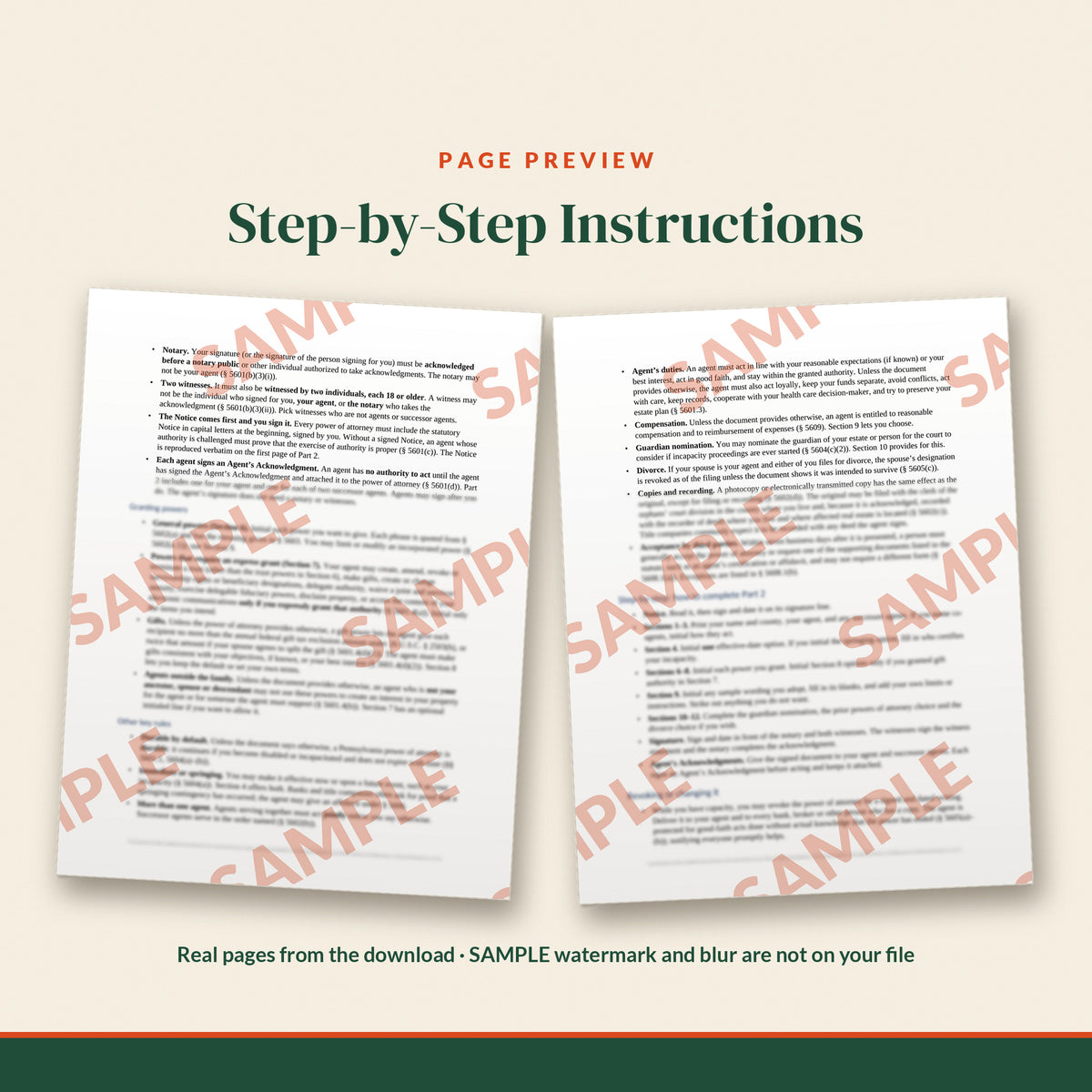 Pennsylvania Durable Power of Attorney Template, document preview, page 1