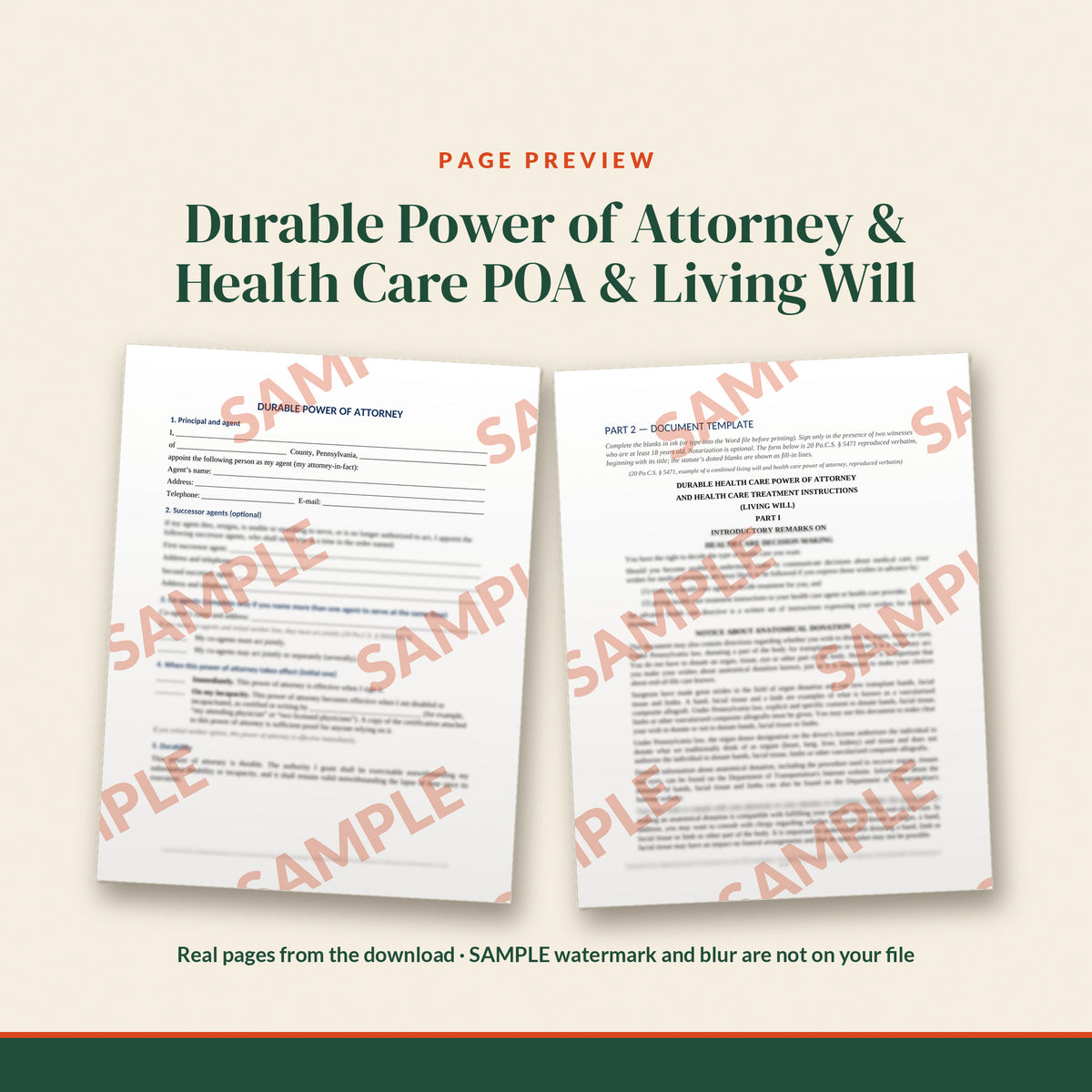 Pennsylvania Revocable Living Trust Estate Plan Kit, document preview, page 2
