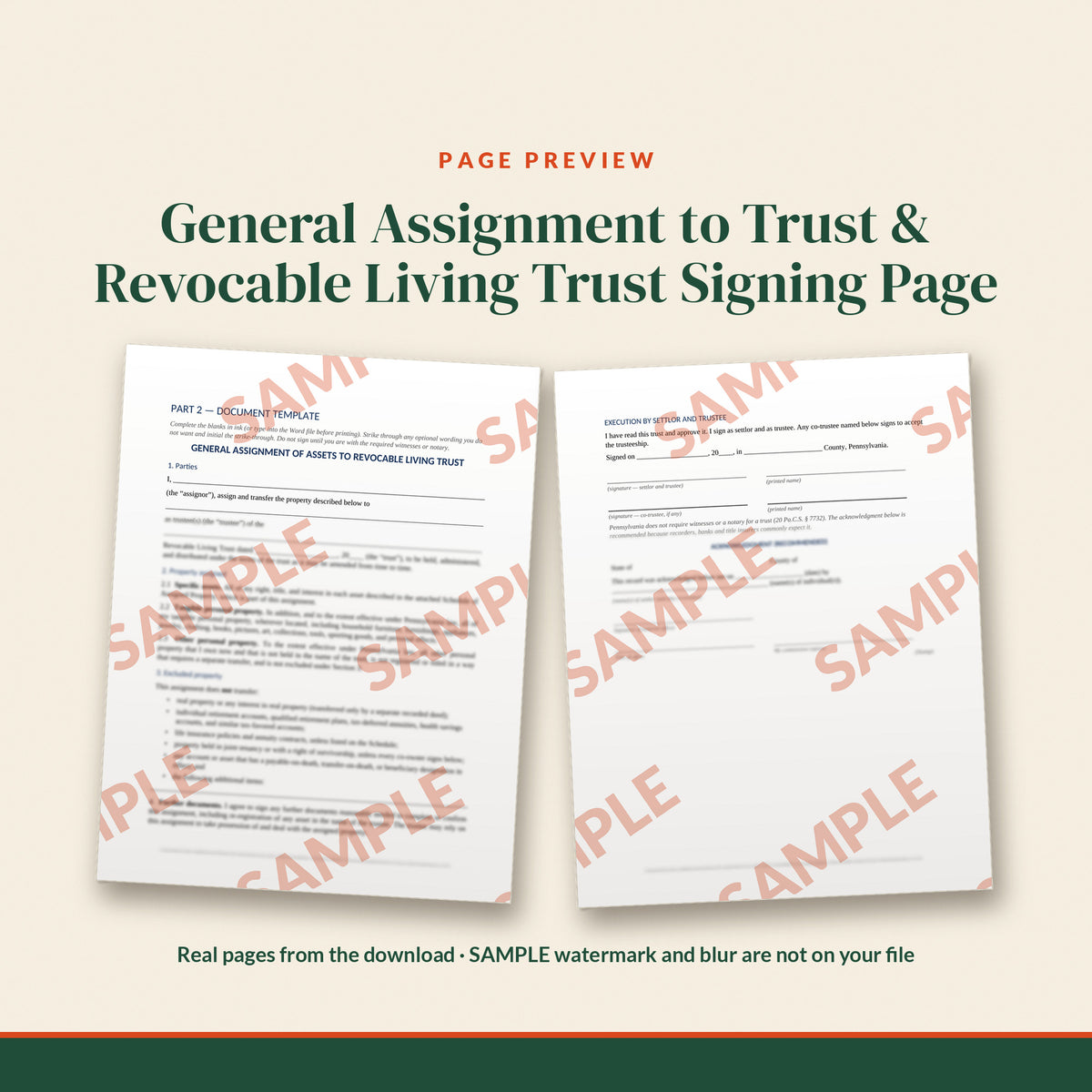 Pennsylvania Revocable Living Trust + Pour-Over Will Mini Kit, document preview, page 2