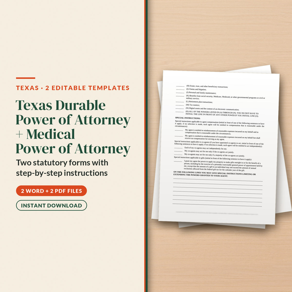 Texas Statutory Durable Power of Attorney + Medical Power of Attorney Kit, cover page