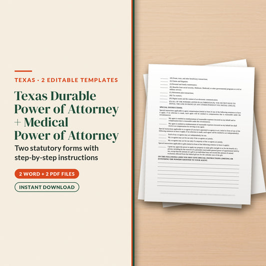 Texas Statutory Durable Power of Attorney + Medical Power of Attorney Kit, cover page