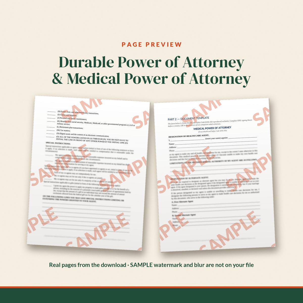 Texas Statutory Durable Power of Attorney + Medical Power of Attorney Kit, document preview, page 1
