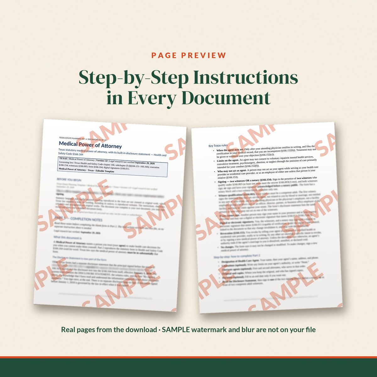 Texas Statutory Durable Power of Attorney + Medical Power of Attorney Kit, document preview, page 2