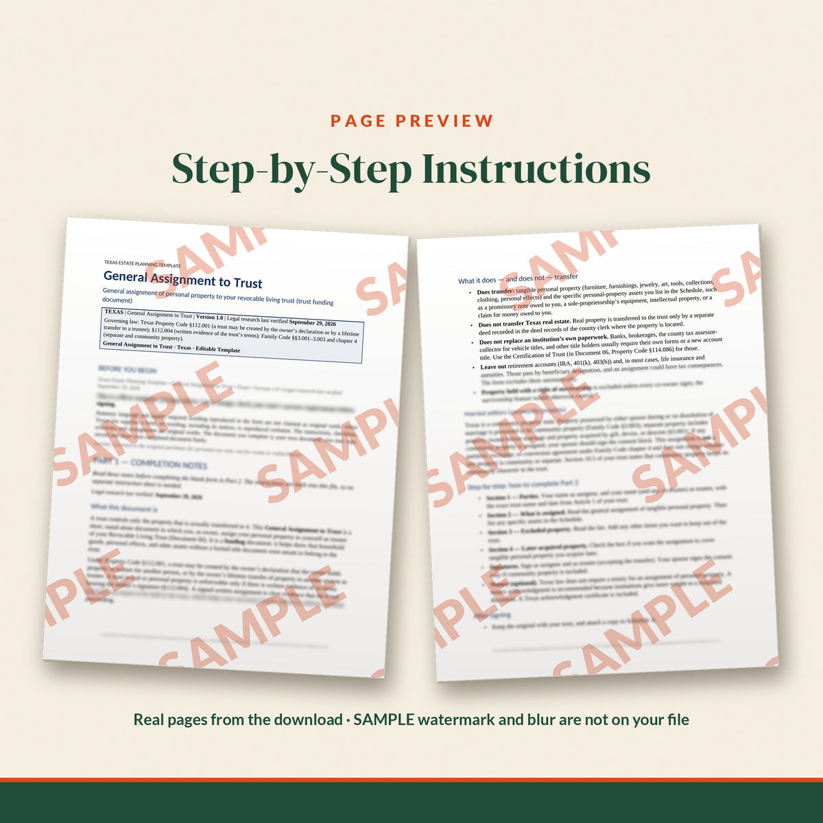 Texas General Assignment to Trust Template, document preview, page 1