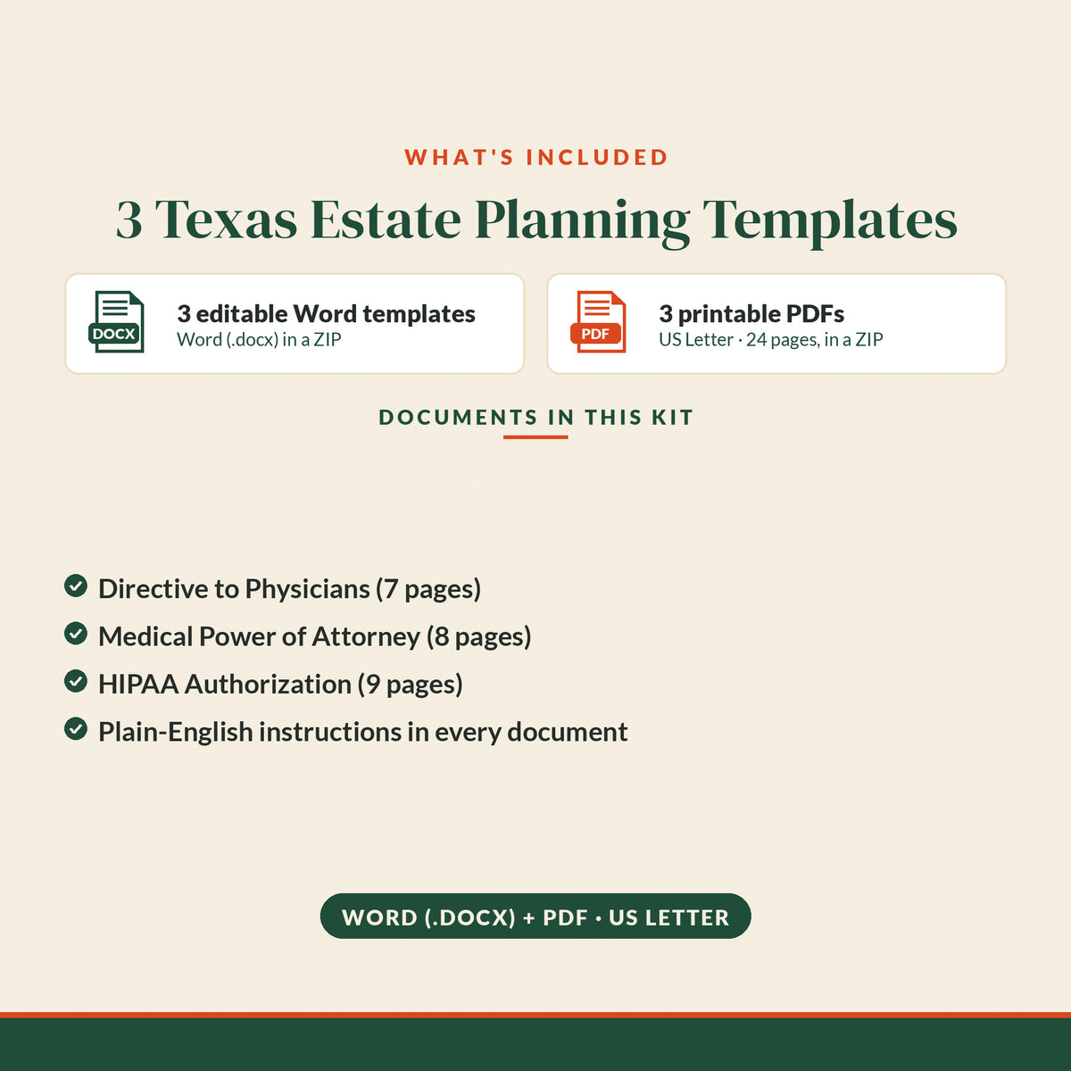 Texas Healthcare Documents Trio, what's included