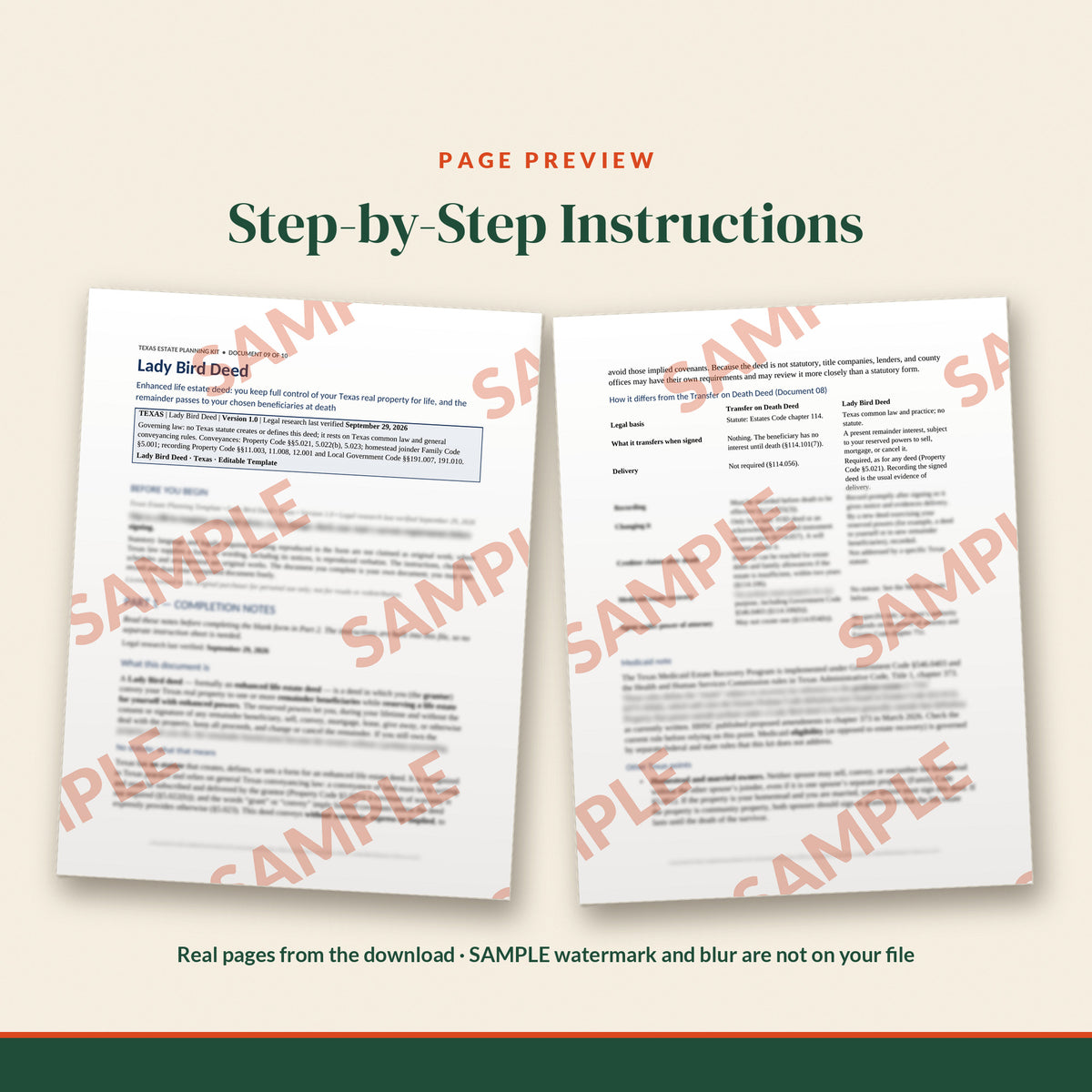Texas Lady Bird Deed Template, document preview, page 1