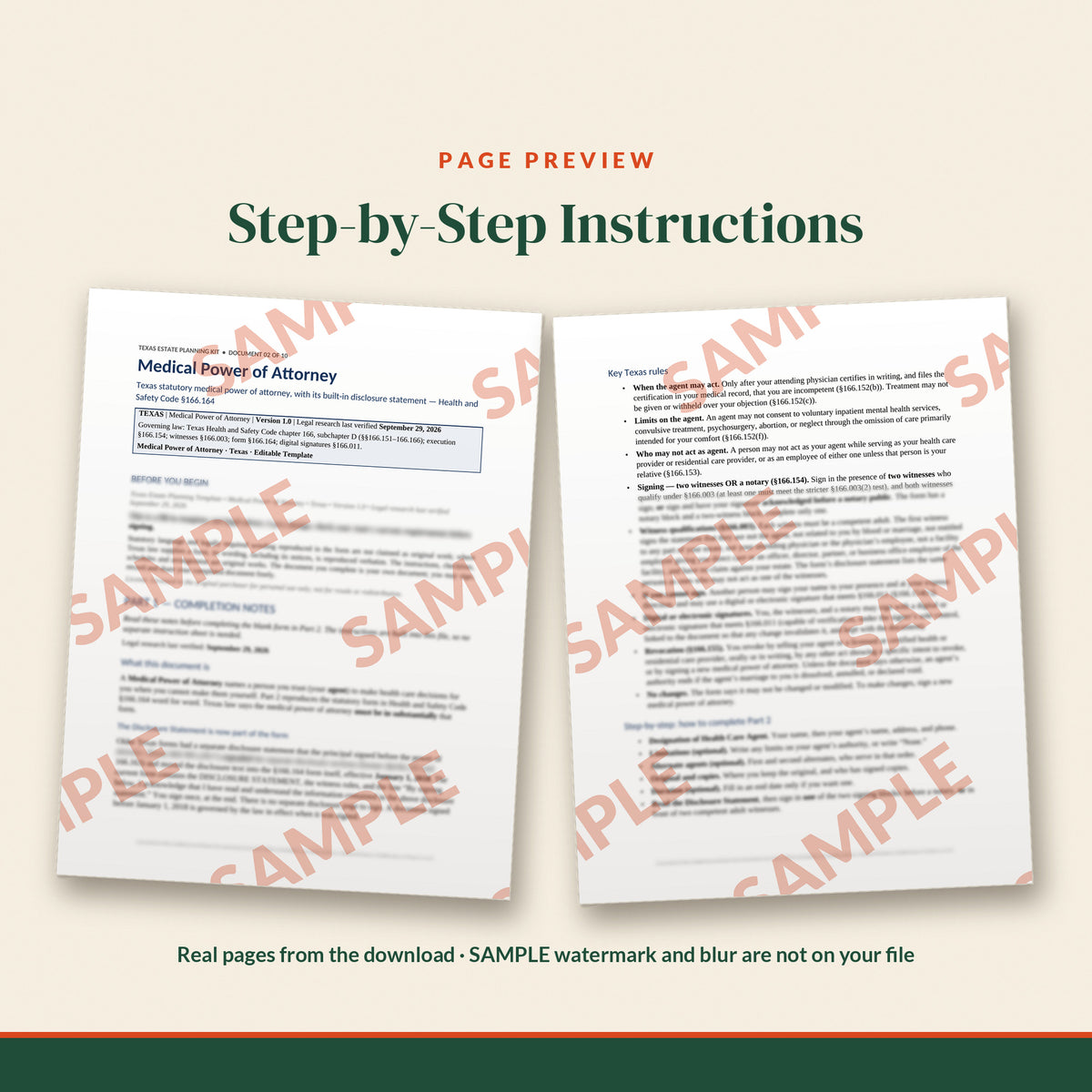 Texas Medical Power of Attorney Template, document preview, page 1