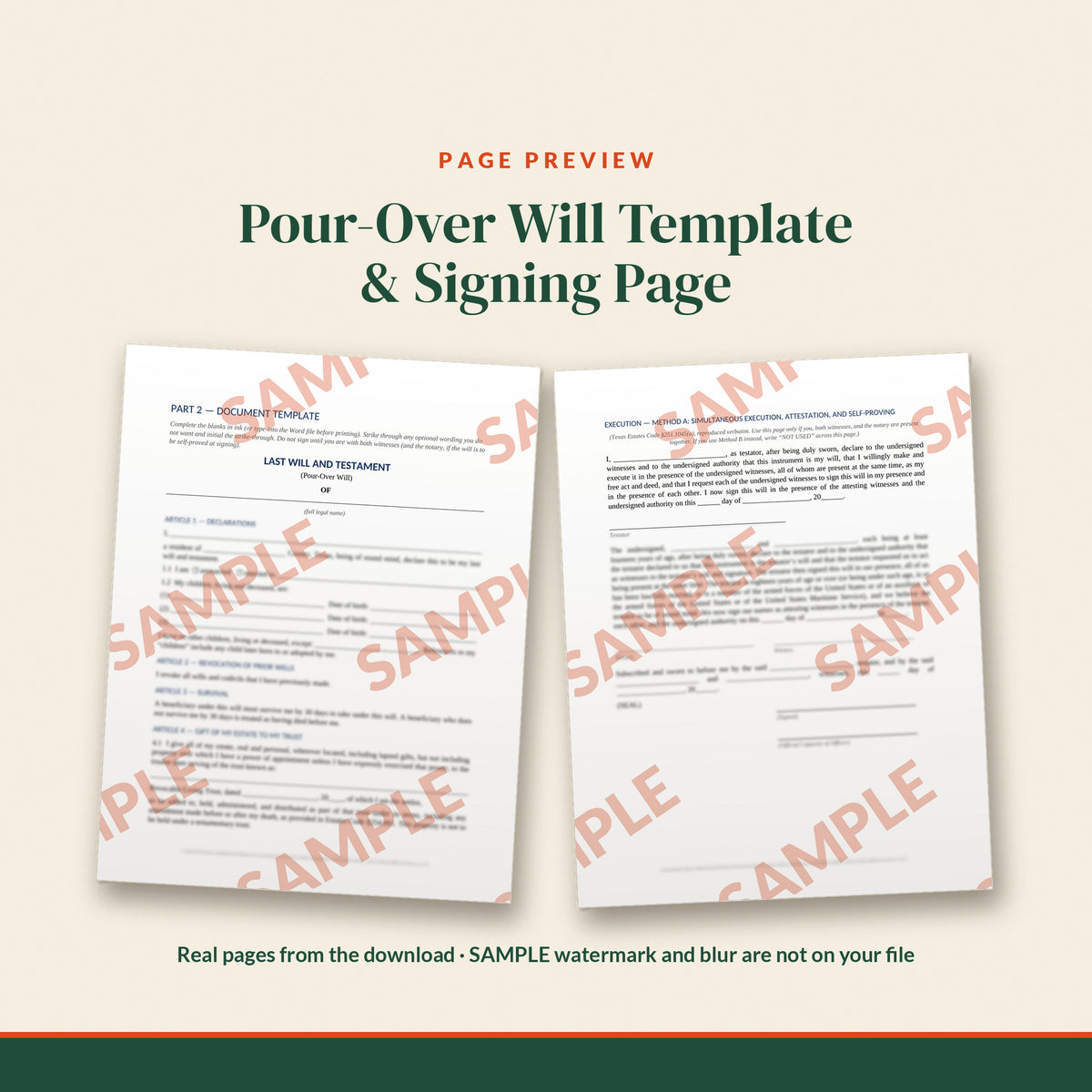 Texas Pour-Over Will Template, document preview, page 2