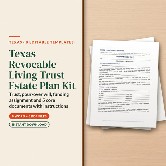 Texas Revocable Living Trust Estate Plan Kit, cover page