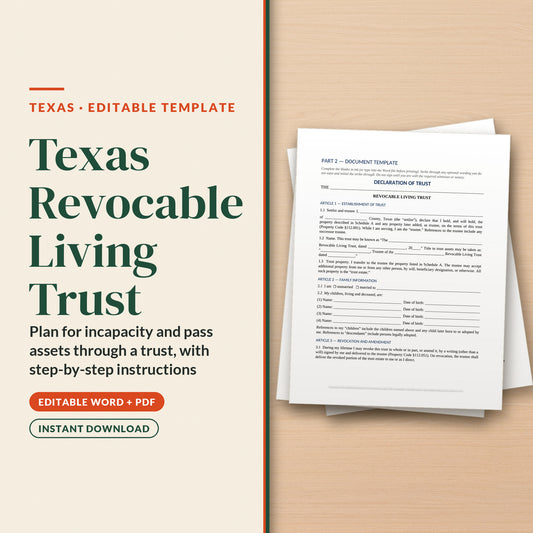 Texas Revocable Living Trust Template, cover page